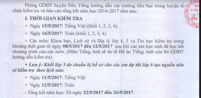 Hướng dẫn kiểm tra và báo cáo tổng kết NH 2016-2017