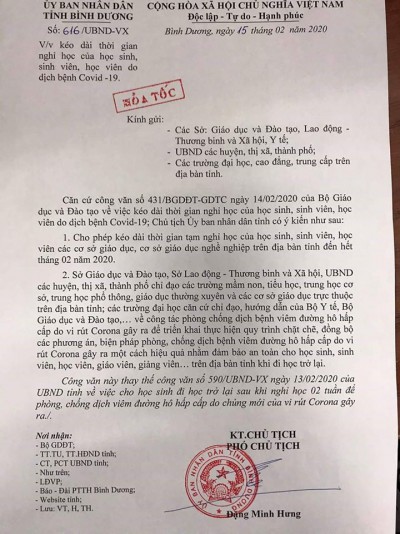 Học sinh được nghỉ học từ 17/2/2020 đến hết tháng 2/2020 nhằm đảm bảo an toàn sức khỏe cho các em